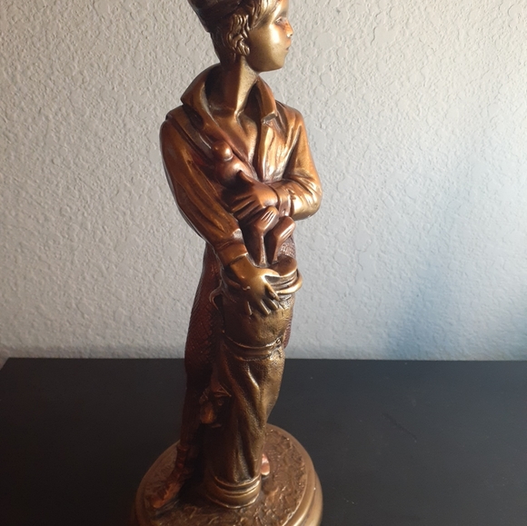EXQUISITE Signed 1992 Austin Sculpture 11" GOLF CADDY Copper Finish Sculpture. - Picture 2 of 6